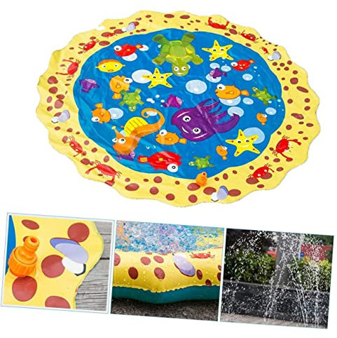 CIYODO Wasserspielmatte Aus PVC Mit Cartoon-Design Wassersprinkler-pad Für Außenpool Und Garten Farbiges Wassermatte-Spielzeug Für Junge Mädchen Und Hunde Faltbar Und Umweltfreundlich