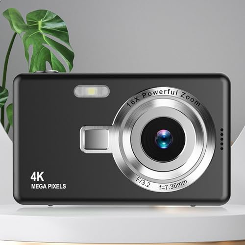 lvifloae Mini Appareil Photo numérique Portable 12MP 1080P, écran TFT 2,4 Pouces, Zoom 16X, Mise au Point Automatique, Appareil Photo numérique de Poche pour étudiant Vlog Noir (Noir)