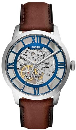 Fossil Men's Watch, Townsman Automatic Brown Leather Watch for Men