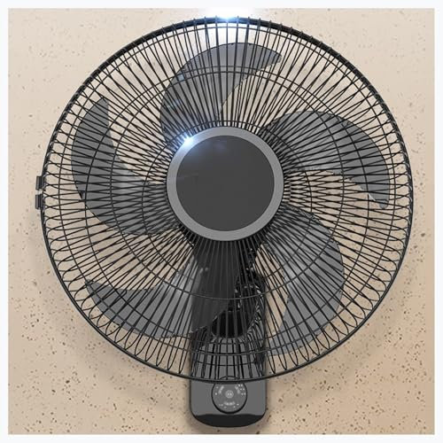 Ventilador de pared de alta velocidad de 40,6 cm con mando a distancia - Ventilación industrial de metal de 3 velocidades para garaje, oficina, casa y autocaravana. Potente solución de circulación de