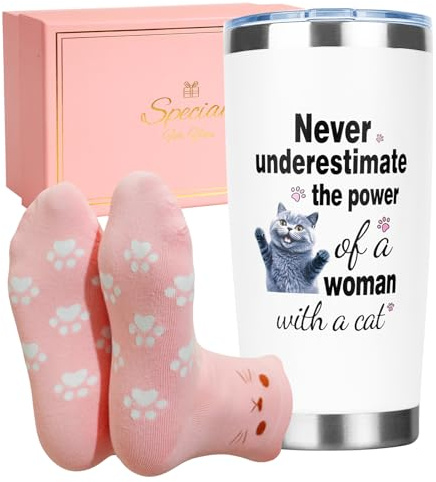GOENMOOL Cat Gifts for Women, Cats Mum Gift Travel Mug for Cat Lovers, 20oz | Funny, Birthday Gift, Mother's Day Presents, Xmas Gifts, Keep Hot 6 Hours, Cold 12 Hours, Stainless Steel