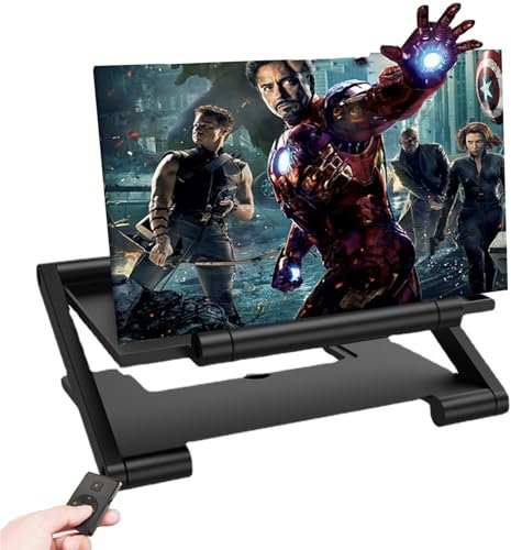 ASTVDFQK Folding Phone Stand With Screen Amplifier, Adjustable Angle, Phone Magnifier Screen With All Smartphones(Black,With remote control)