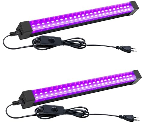 Tkdaksy 2 Piezas Barra de Luz UV LED Negra 15W, barra de luz negra, 395-405nm Portátil Luz Negra Ultravioleta para Discoteca, Fiesta Luminosa, Decoración de Halloween