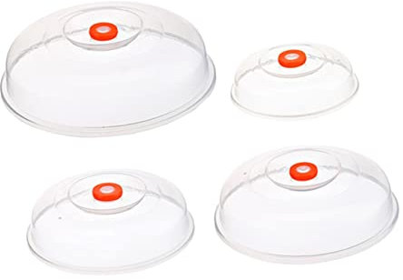 LABRIMP 4 Stück Mikrowellen Spritzschutz aus Bpa Freiem Kunststoff Transparenter Mikrowellen Abdeckungsschutz für Lebensmittel Hitzebeständig und Wiederverwendbar Küchenzubehör gegen Fettspritzer