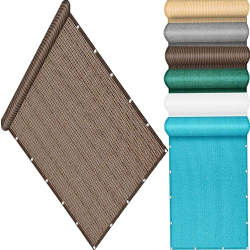 QINLIQIN Cache Vue Balcon 108 x 350 cm Brise-Vue pour Balcon Couverture Opaque Résistant Aux Déchirures avec Attaches de Câble pour Jardin Extérieur, ‎Marron