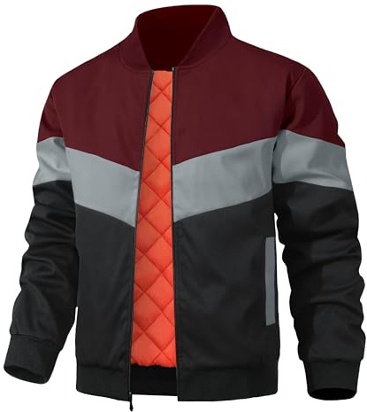 Zaitun Men's Jackets Lightweight Bomber Jacket Winter Warm Quilted Lined Coats Casual Windbreaker Varsity