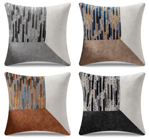 Ecofocet Juego de 4 Fundas de Cojines 45x45 cm, Fundas Cojines Sofa, Cojine Decoracion Sofa, Suaves y Transpirables, Cushion Covers con Cremallera Oculta para Sofá/Dormitorio/Sala de Estar