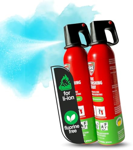 notlok Safety Work - 2X 750g extintor para Incendios eléctricos | extintor Spray A F + baterías de Litio y baterías de Coche | extintor de Grasa, extintor hogar, extintor Coche extintor Espuma