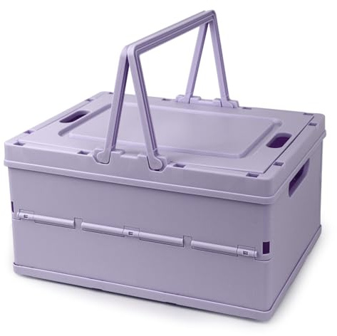 Vivikivi Collapsible Storage Crate,Plastic Storage Box, Purple