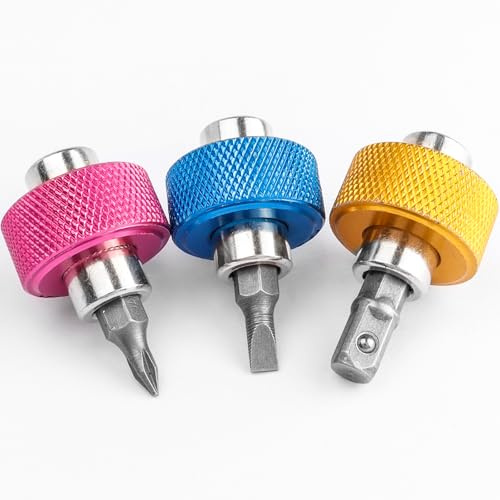 Bestgle 3Pcs Douille à Cliquet Doigt, Clés à Cliquet à Doigt en Acier, cliquet Doigt Réversible Poignée 1/4 avec 3 Embouts, Pouce Jeu de Tournevis pour les Espaces Restreints, Bleu/Rose/Jaune