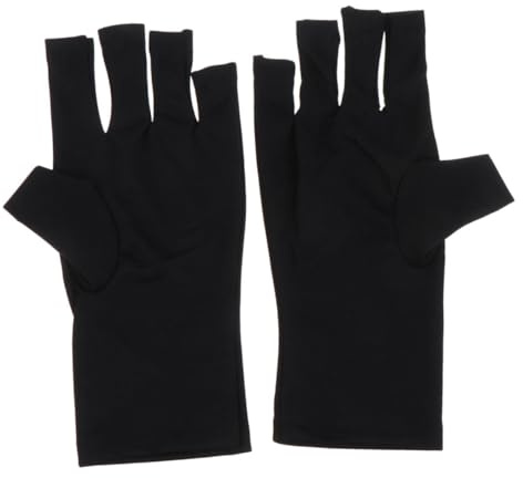 HAMPPLIES Uv Protection Fingerless Gel Nail Gloves Thick Short Black Manicure Gloves for Gel Polish Uv Lamp Hand Protection