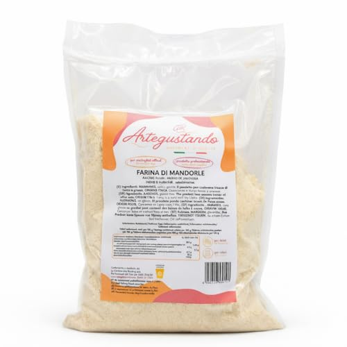 Artegustando Farina di Mandorle dolci Pelate 1 kg Senza Glutine Professionale – Ottimo impiego in Pasticceria per la preparazione di Dolci e Marzapane