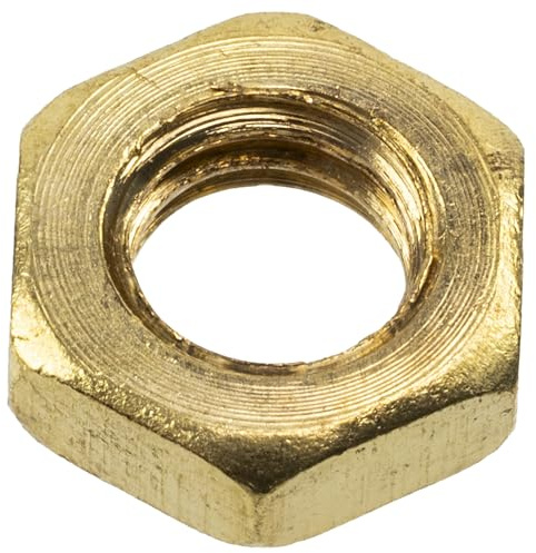 AERZETIX - Juego de 25 tuercas hexagonales de perfil bajo M5x0.8 mm en latón color dorado | para ensamblaje, unión mecánica estética, fijación ligera y trabajos de precisión