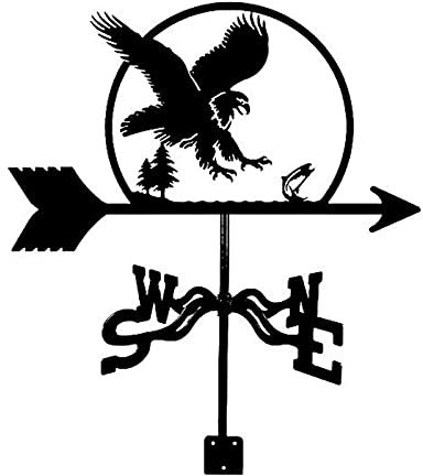 LMMOZOE Metallhalterung Windfahne Adler fängt Fische Wetterfahne Gartenmontage Hof Wetterfahne Retro-Szene Dekorativer Windrichtungsanzeiger Professionelles Messwerkzeug