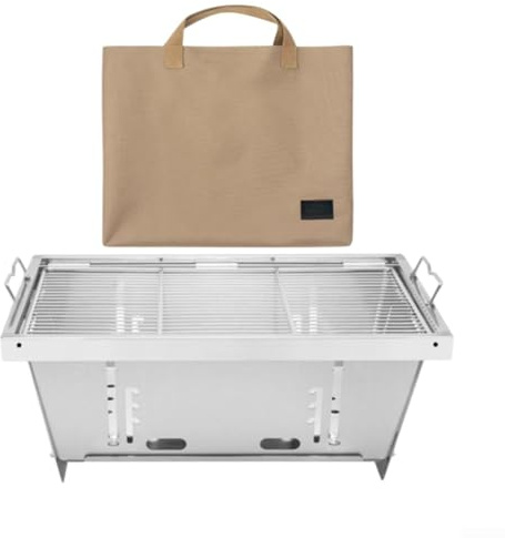 Barbecue a carbone da campeggio per tavolo IGT, griglia a carbone da tavolo in acciaio inox, piano pieghevole con ventilazione a sei lati e design resistente al vento