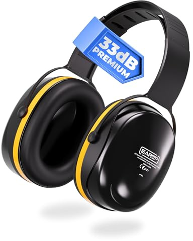 EAR PROTECT Professioneller Gehörschutz mit 33dB – Kapselgehörschutz für höchste Lärmbelastung | Lärmschutz Kopfhörer Schwarz für Industrie, Baustelle & Handwerk