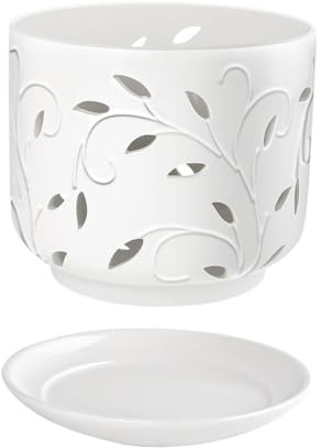 FriendshipHome Unique Planters - Macetas grandes para orquídeas de 7 pulgadas con agujeros y platillos para la salud de las raíces, macetas pequeñas de cerámica
