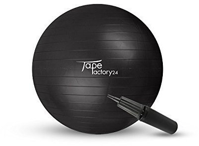 Tapefactory24 Gymnastikball und Pumpe (Gewählte Variante: Schwarz, 55cm) - Hochwertiger Sitz- und Fitnessball von 55 cm bis 85 cm Durchmesser Größen erhältlich