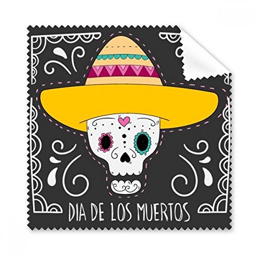 Hut Blume in Herzform Totenkopf Mexiko Happy Die Day Of The Dead Gläser Tuch Reinigungstuch Geschenk Handy-Display von 5 x