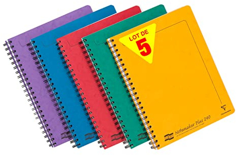 Clairefontaine 482/1124Z - Lot 5 Cahiers Notemakers Europa A4+ 240p Lig. 4T