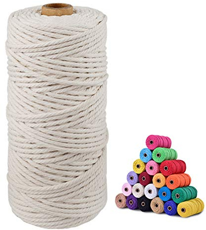 jijAcraft 3MM Beige Macrame Cord, 100M Cotton String Twine for Crafts, Graden String Cotton Rope for DIY Crafts Wall Hanging Plant Hanger Knitting Bundling Wrapping