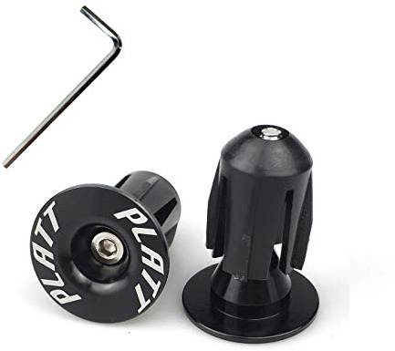 PLATT Bike Bar End Plugs Aluminum MTB Road Bike BMX Handlebar End Caps (Black,1 Pair)
