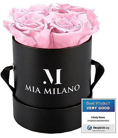 Mia Milano Infinity Rosen in Rosenbox | Geschenk für Sie | Schwarze Box mit echten konservierten Rosen | 5 Jahre haltbar | Ewige Flowerbox