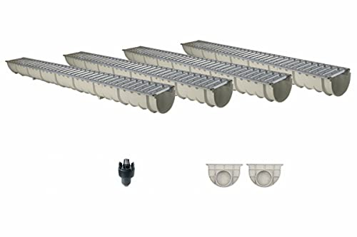 Entwässerungsrinne GFK MEA MEAHOME Classic mit Zubehör als SET 4 Meter