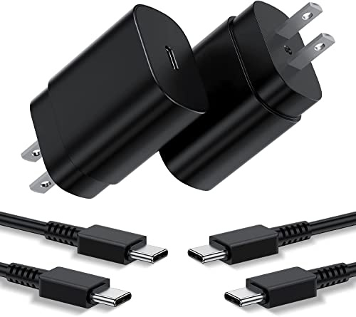 Type C Charger, 2Pack 25W PD USBC Wall Charger Super Fast Charging Block & 6ft Android Phone Cable Cord for Samsung Galaxy S26 S25 S24 S23 S22 S21 S20 (Plus/Ultra)/Note 20 10 9 8/ S10 S9 S8 Galaxy Tab