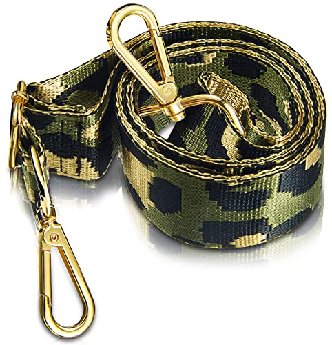 Tracolla in Leopardo Colorato Larga di Ricambio Cinghie Regolabili Leopardata per Borsa Chitarra Caligia per Donna (Verde)