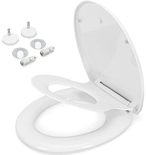 Carasan Toilettendeckel mit Kindersitz - Klodeckel mit Kindereinsatz, Absenkautomatik und Quick-ReleaseFunktion - Familien Toilettensitz inklusive Montagematerial und Magnethalterung - WC Sitz Kinder