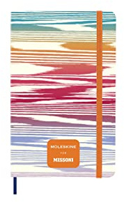 Moleskine Taccuino Missoni Turchese Chevron Edizione Limitata, Copertina Rigida in Tela e Chiusura Elastica, Formato Large 13 x 21 cm