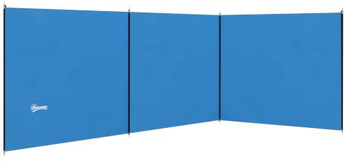 Outsunny 4 Pole Camping Windbreaks Carry Bag 540cm x 150cm | Beach Wind Shield Shelter, Windbreaker, Steel Poles, Outdoor Caravan Privacy Shield