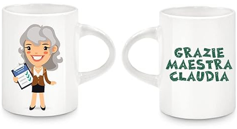 Set 4 Tazzine da Caffè Espresso Personalizzate con Disegno e Frase | Regalo per Maestre e Maestri, Fine Anno Scolastico, Ritorno a Scuola, Idea Originale e Memorabile