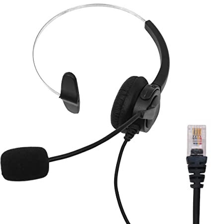 Tiardey Cuffia telefonica universale Cuffia vivavoce a connessione diretta per telefoni fissi con filo - Cuffia telefonica mono