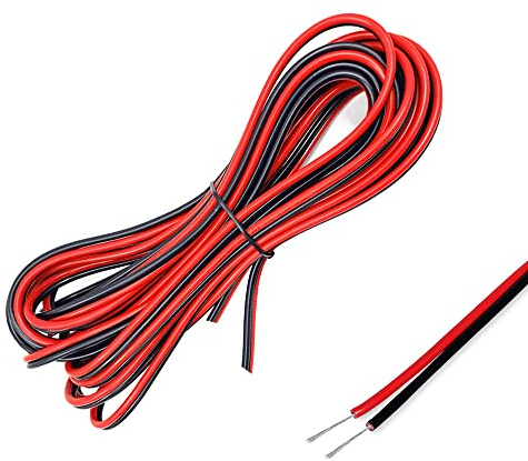 Sixfolo 15M 22AWG kabel 2-Adrig elektrisk trådkabel röd svart tenn koppartråd dubbla spår flexibel PVC LED-kabel för LED-remslampor ljudhögtalare 0.3mm²