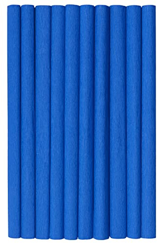 Krepppapier 50x200 cm Crepepapier für Handwerke, Kräuselpapier zur Dekoration, Schulpapier, Rollenpapier Elastizität, nicht abfärbende Farben, blau Packung 10 Stück