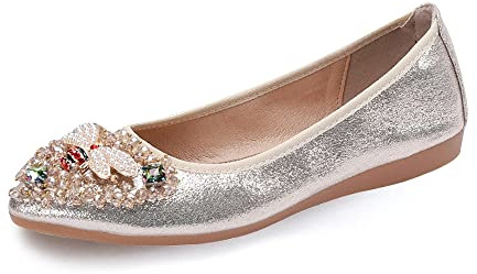 Ballerine Décolleté Pieghevoli da Donna arrotolabili per Abiti da Sposa e Ballerine Pieghevoli con Bellissimi Strass Portatili Slip on Mocassini, Matrimonio, Affari, Casual
