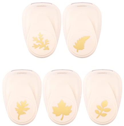Vaessen Creative Craft Paper Punch - Autumn - 5 Pcs - Various Sizes - Circle Cutter for Crafting and Card Making - Leaf, Ivory