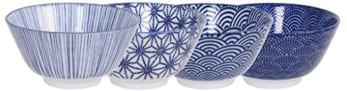 Nippon Blue Assorted Designs Rice Bowl 12x6.4cm 300ml 4pcs ASR-1 1/16