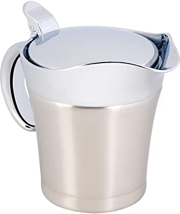Sauce Pichet En Acier Inoxydable Double Isolation Saucière 304 Acier Inoxydable Isolation Thermique Double Paroi Sauce Saucière Pot De Service Pichet Pour le Dîner, Thanksgiving(小号450ml)