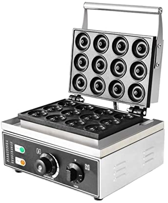 Electric rotary adjustable cake applicator 12 holes donut machine No-stick donut waffle maker iron plate cake oven (Size : 220V)
