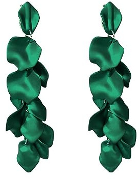 FDEETY Rosenblatt Ohrringe für Damen - Mehrstufige Acryl Blütenblatt Baumeln Ohrringe, Elegant Tropfen Statement Quaste Blumen