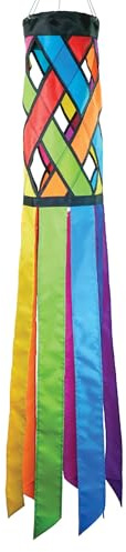 In the Breeze 5209 – Manche à air Fiesta à Tissage Diagonal de 101,6 cm – Manche à air en Treillis coloré avec queues de Couleur Assortie