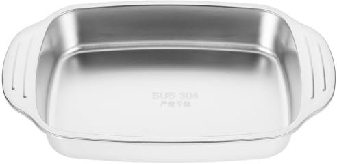 JECOMPRIS Roasting Pan Seafood Pan Rectangular Roaster Tray Stainless Steel Induction Cooker Baking Tray