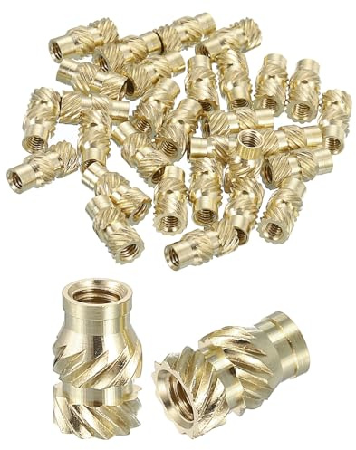 QUARKZMAN Gewindeeinsatz, 50 Stück M3 x 8mm L x 5mm Ø 3D-Druck Messingmuttern weibliche Einschmelzmutterne Messing Heat Set Einbettungsmuttern