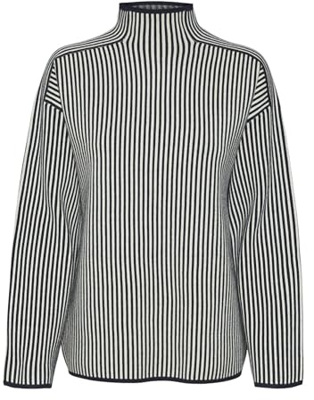 VERO MODA Vmgold LS Highneck Pinstripe Jersey Ga Punto, Blazer Azul Marino/Detalle: w. Birch, XS para Mujer