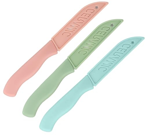 Chstarina Keramikmesser Set, 3 Stück Küchenmesser, Schälmesser für Schneiden, Kochen, Küchen, Obstmesser, Gemüsemesser, Tomatenmesser für Salat, Kuchen, Brot