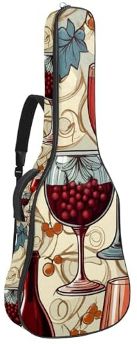 Vintage Kelch Weingläser 104 106,7 cm Akustikgitarrentasche mit verstellbarem Schultergurt Gitarrentasche mit Rückenaufhänger, geeignet für E-Gitarren, Bassgitarren, klassische Gitarren, Ukulele,