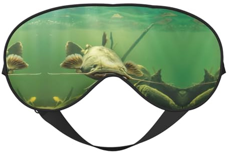 Unterwasser-Schlafmaske mit Wels-Aufdruck, Nacht-Augenbinde, weicher Augenschutz für Damen und Herren, für Reisen, Nickerchen, Meditation
